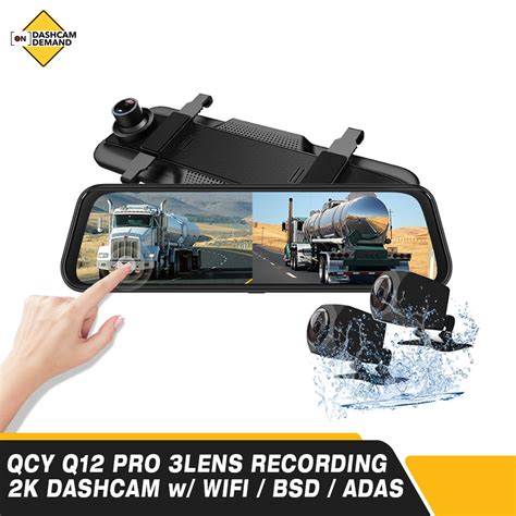 QCY Q12 PRO 3 Way Dashcam With WIFI +BSD 1440P Front.